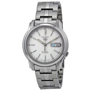 NWT Authentic Seiko Automatic White Dial Stainless Steel Men's Watch